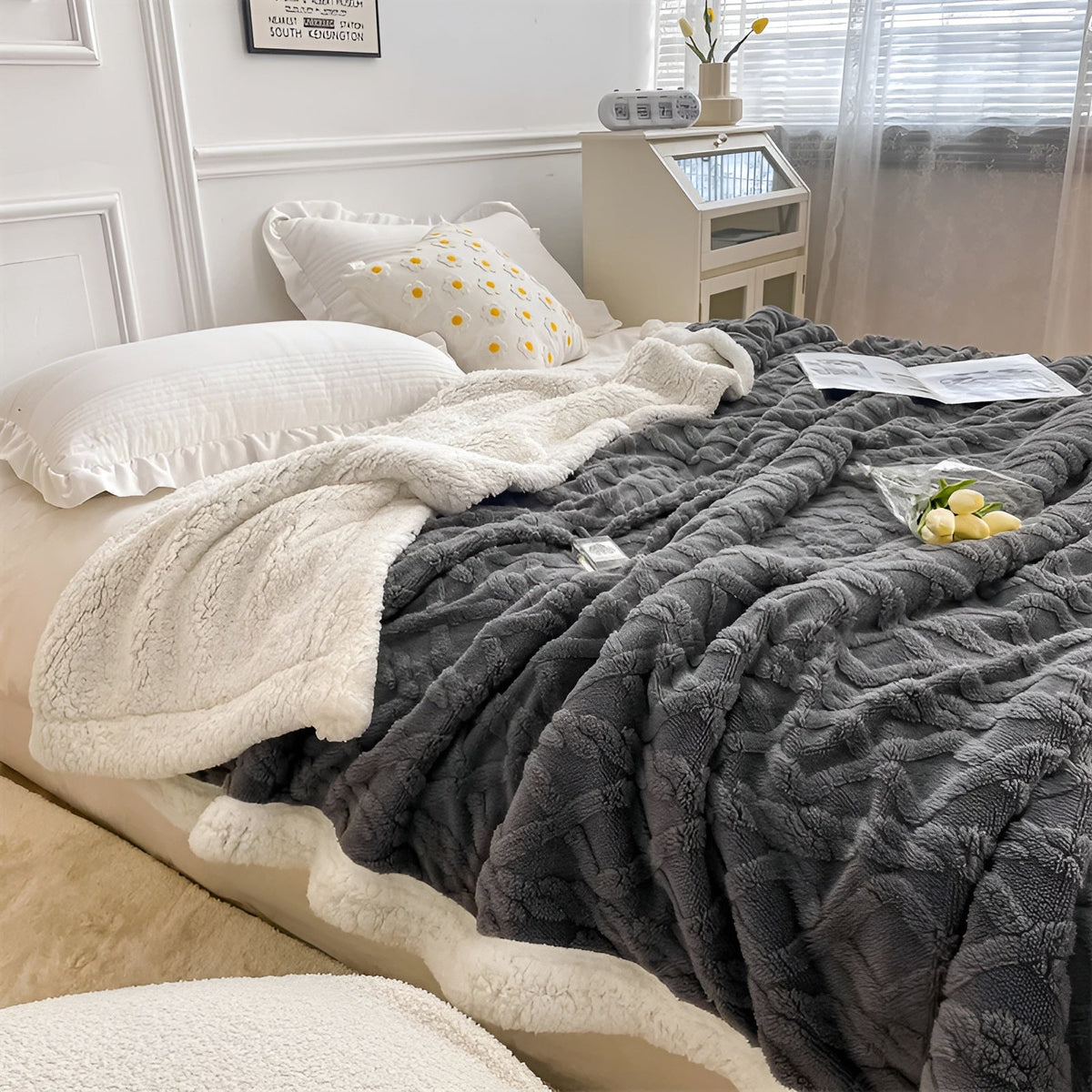 Zweiseitige Fleecedecke für Sofa und Bett