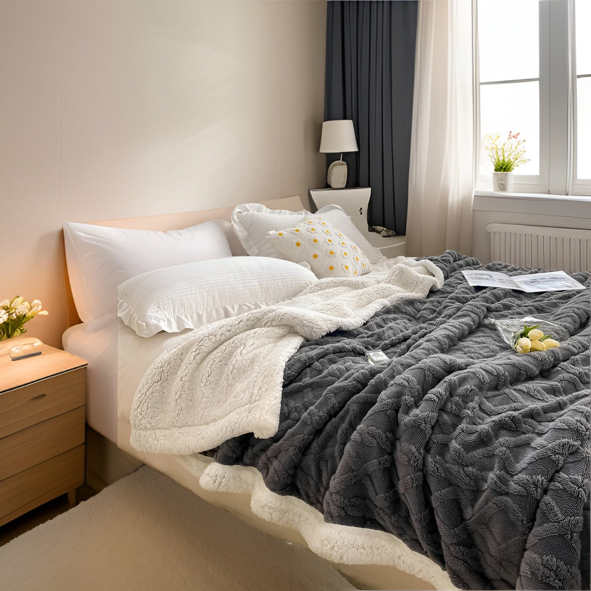 Zweiseitige Fleecedecke für Sofa und Bett