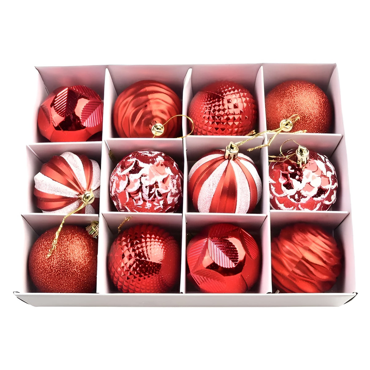 Weihnachtskugeln Set 24 teilig, bruchsichere Christbaumkugeln 6 cm in fünf Farben