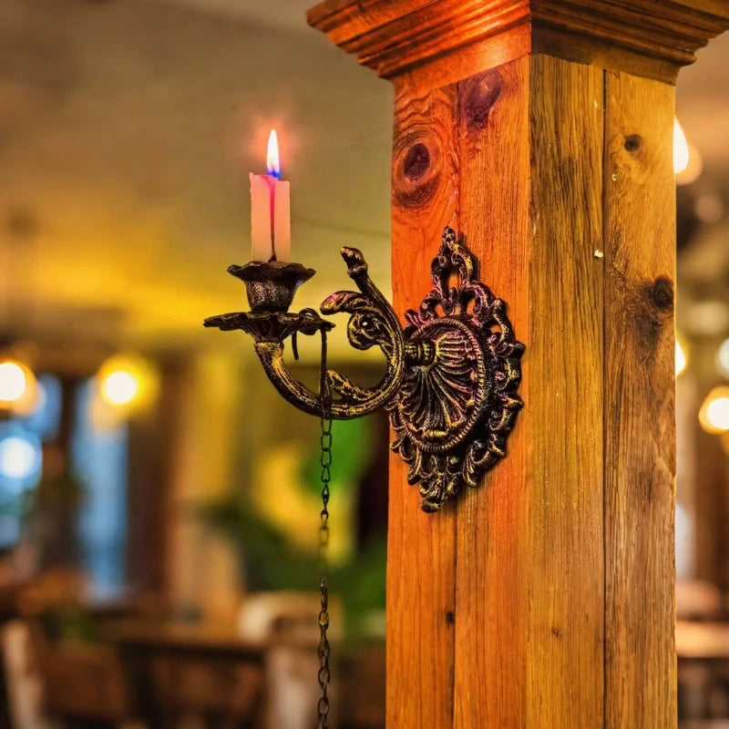 LumoEmber Wandkerzenhalter Antik-Stil Eisen Schwarz für Innenräume