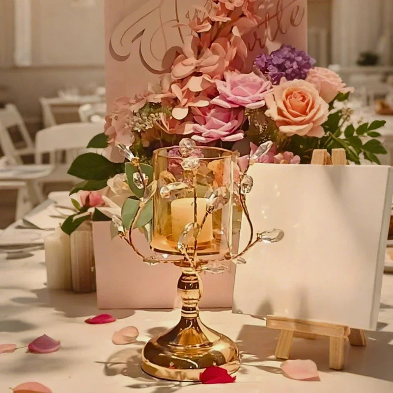 LumoPetal Kerzenhalter Blüten-Design Vintage Gold für Tischdeko