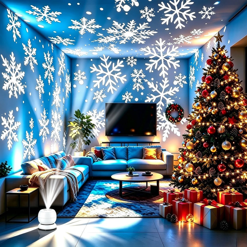LED-Schneeflocken-Projektor Modern – 360° Drehung, USB, Sanftes Licht