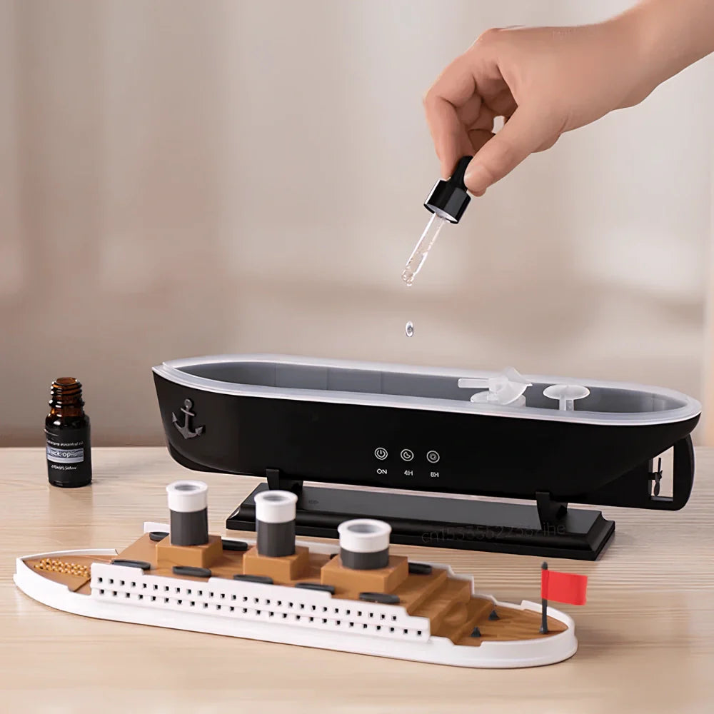 AquaDamp Mini-Luftbefeuchter Schiff-Design LED Weiß für Schlafzimmer