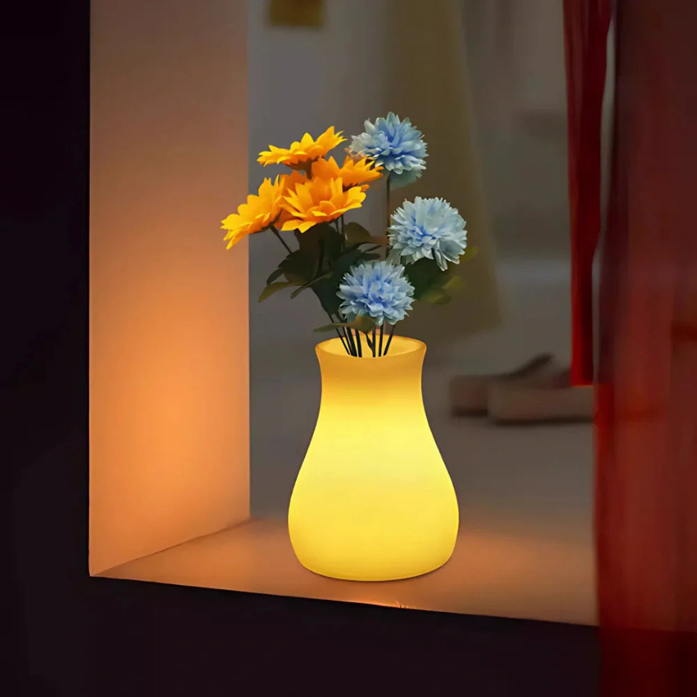 LumoVase LED Blumenvase – Leuchtdeko Weiß für Garten & Balkon