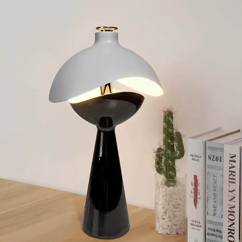 LumoKuppel Skulptur-Tischlampe Modern LED Design Weiß für Wohnzimmer