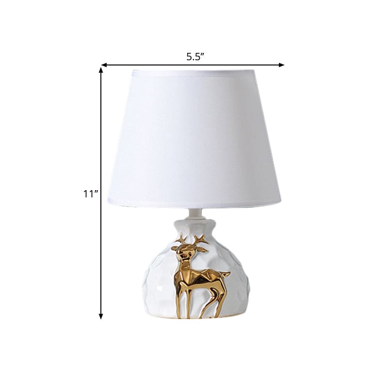 DeerVase Tischlampe Landhausstil Keramikfuß Beige Wohnzimmer