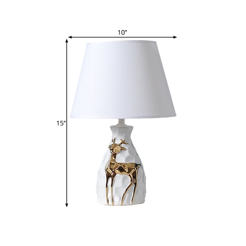 DeerVase Tischlampe Landhausstil Keramikfuß Beige Wohnzimmer