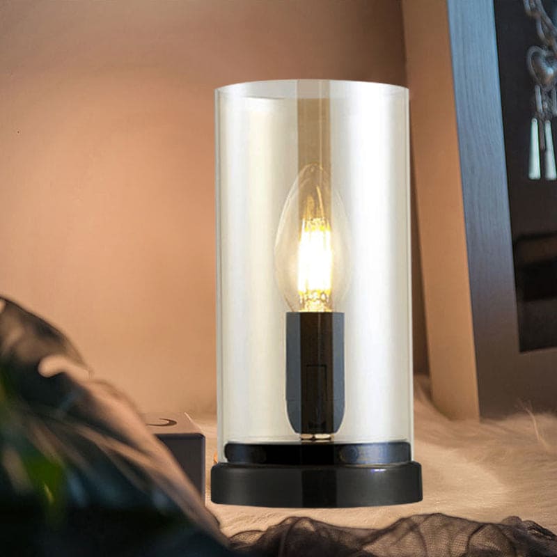 VetroNoir Glas-Tischlampe industrial Schwarz Wohnzimmer