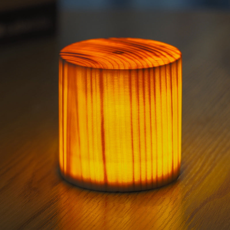 HolzGlow – Moderne LED-Tischlampe mit Akku & Touch, Schlafzimmer