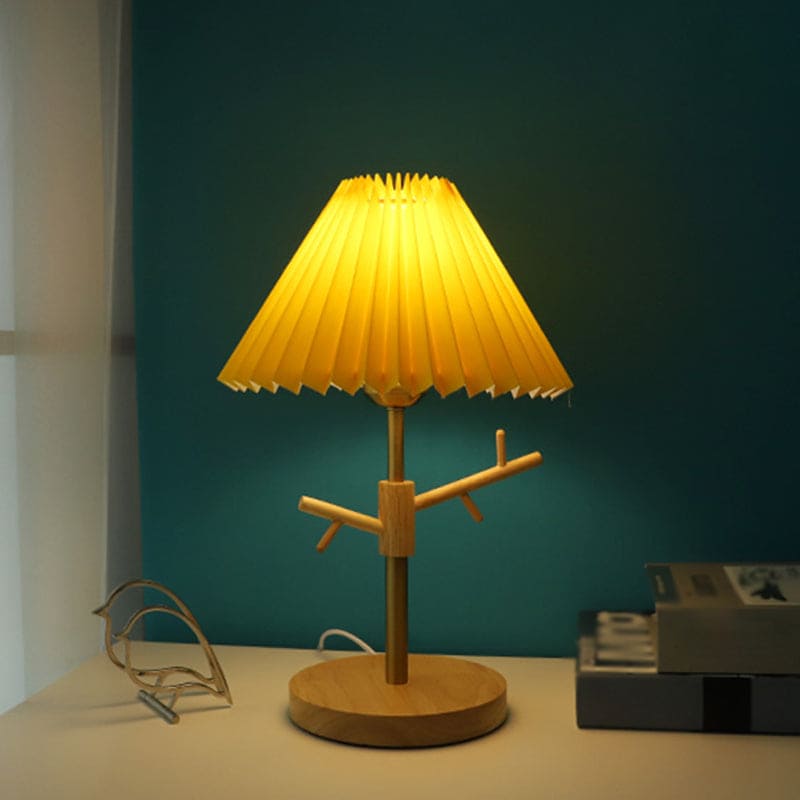 FoldaNord Nachttischlampe Skandi-Stil Holzregal Weiß Schlafzimmer