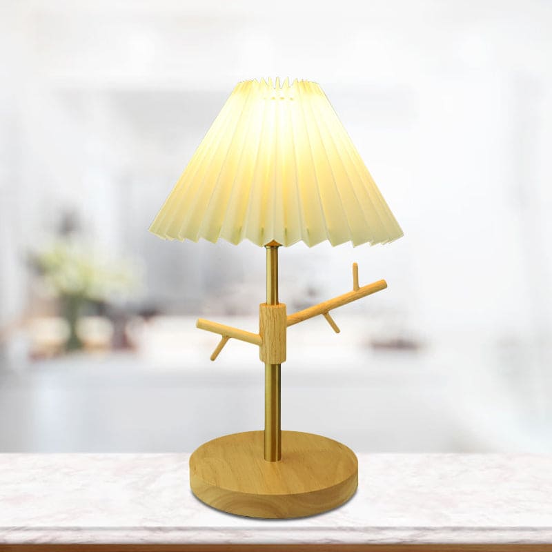 FoldaNord Nachttischlampe Skandi-Stil Holzregal Weiß Schlafzimmer