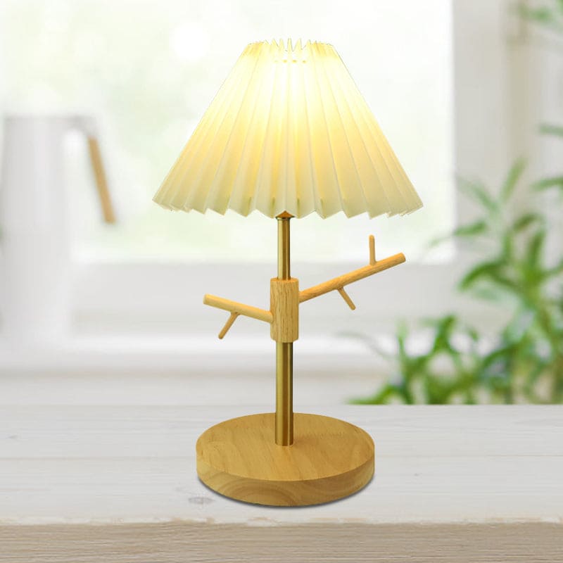 FoldaNord Nachttischlampe Skandi-Stil Holzregal Weiß Schlafzimmer