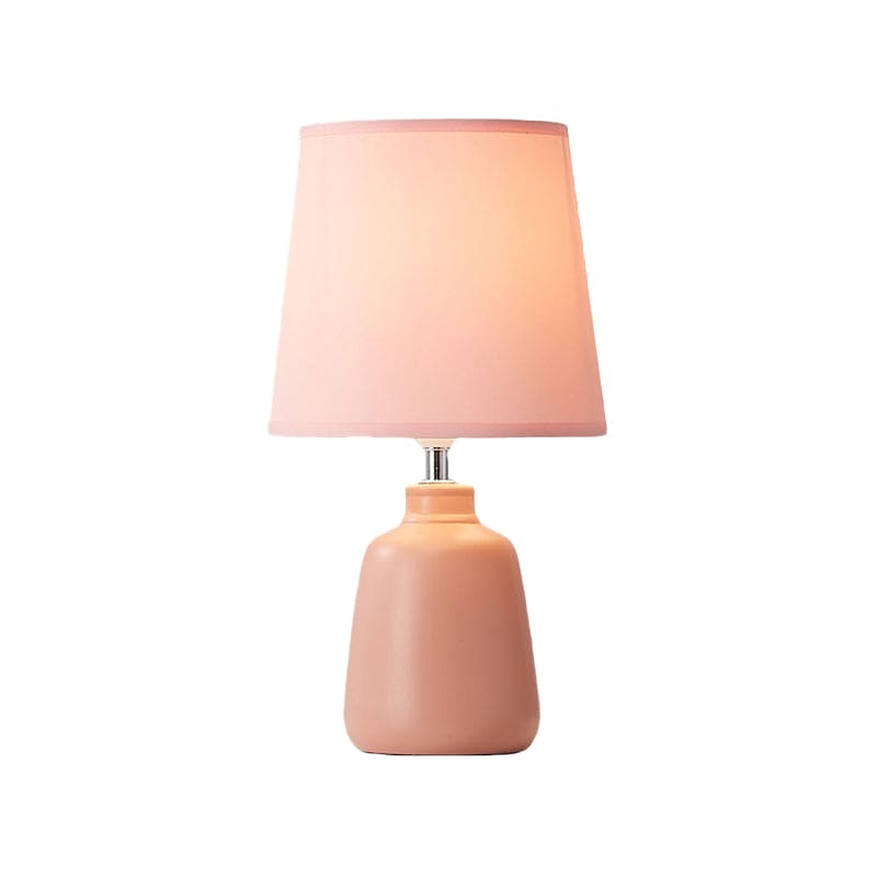 NordiLume Nachttischlampe Skandi Stil Stoffschirm Beige Keramikfuß