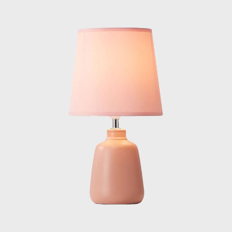 NordiLume Nachttischlampe Skandi Stil Stoffschirm Beige Keramikfuß