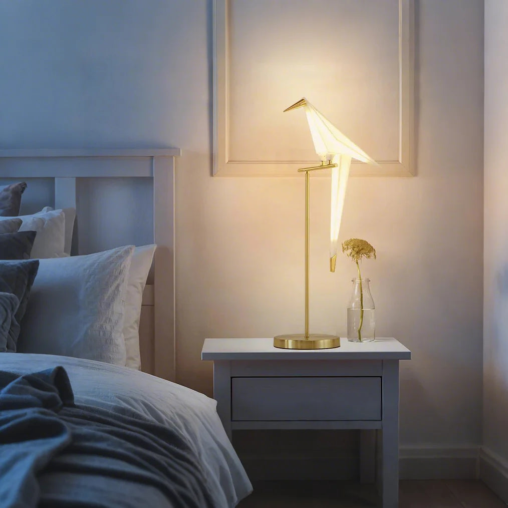 Origami Tischlampe Vogelform – LED – Warmes Licht – Schreibtisch