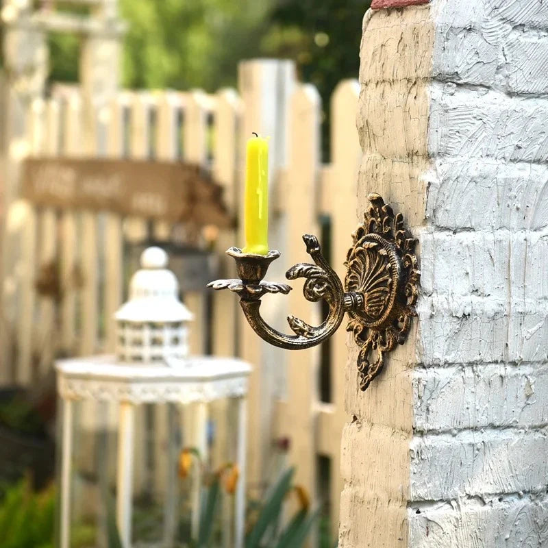 LumoEmber Wandkerzenhalter Antik-Stil Eisen Schwarz für Innenräume