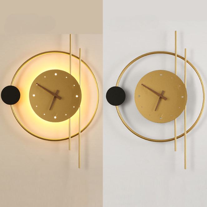 LumiHora – Stilvolle schwarze LED-Wandleuchte mit Uhr