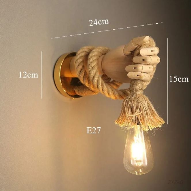 KnotBright - Vintage Handgefertigte Seil-Wandleuchte