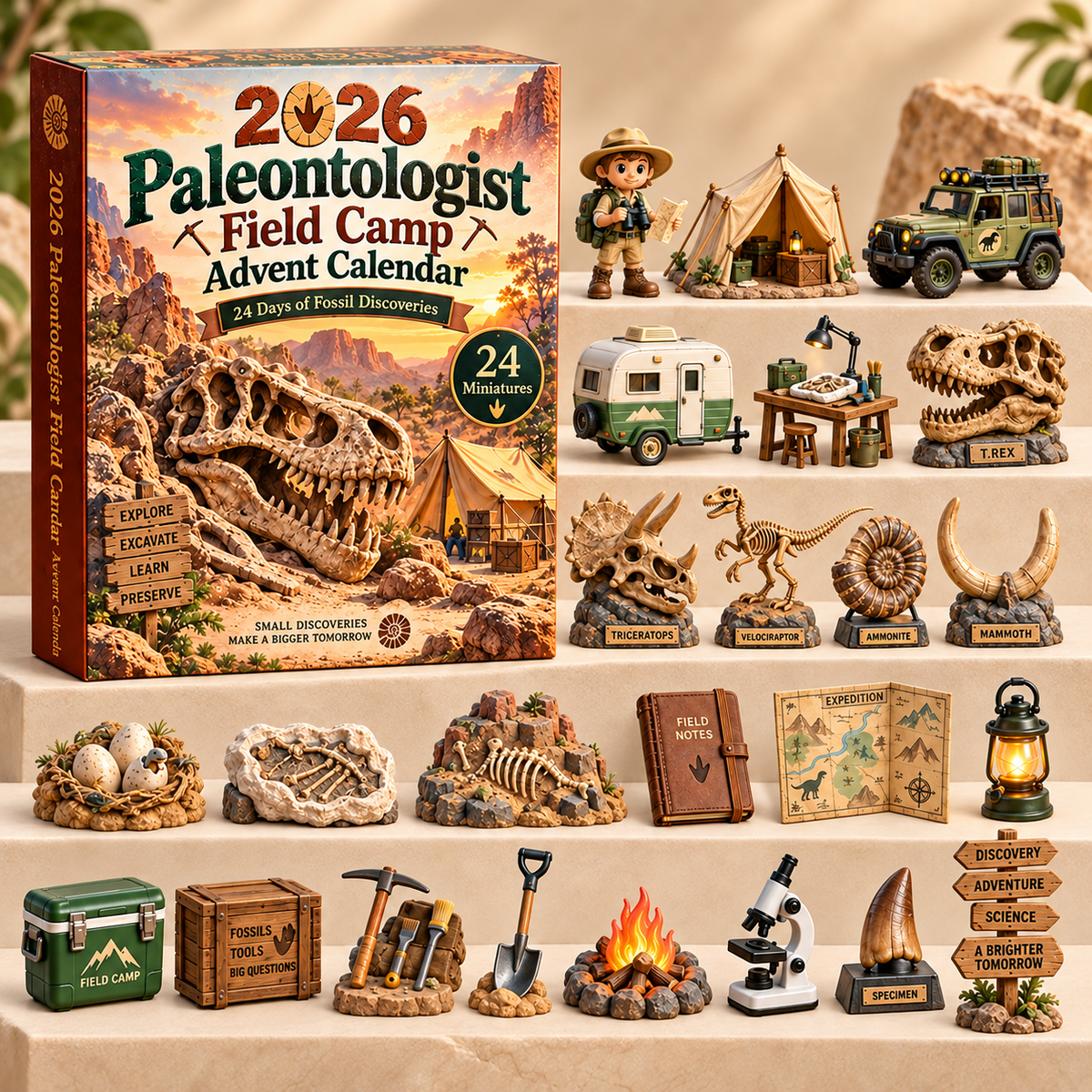 2026 Paläontologe Feldlager Adventskalender für Kinder – Fossilienexpedition im Wüstencanyon 2