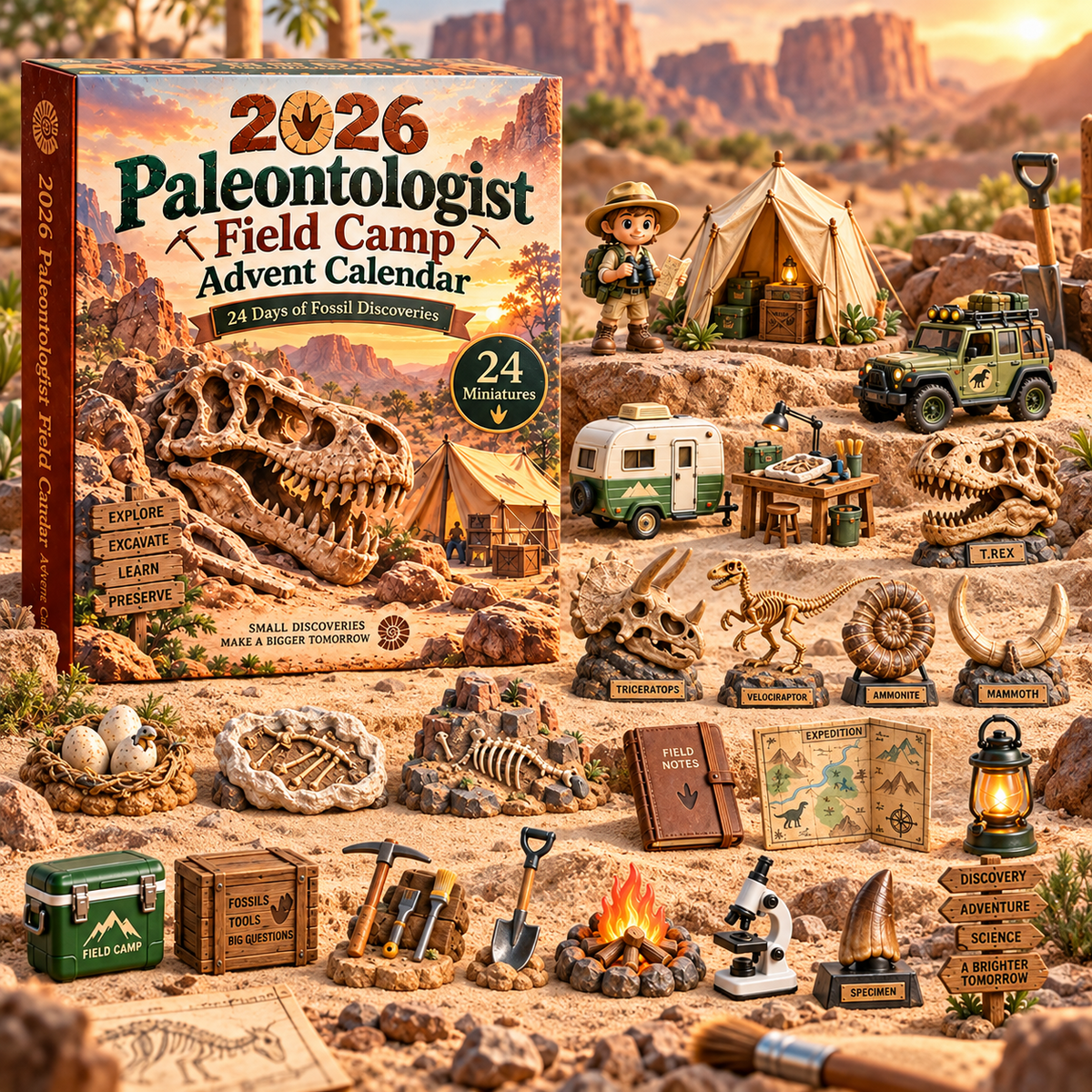 2026 Paläontologe Feldlager Adventskalender für Kinder – Fossilienexpedition im Wüstencanyon 4