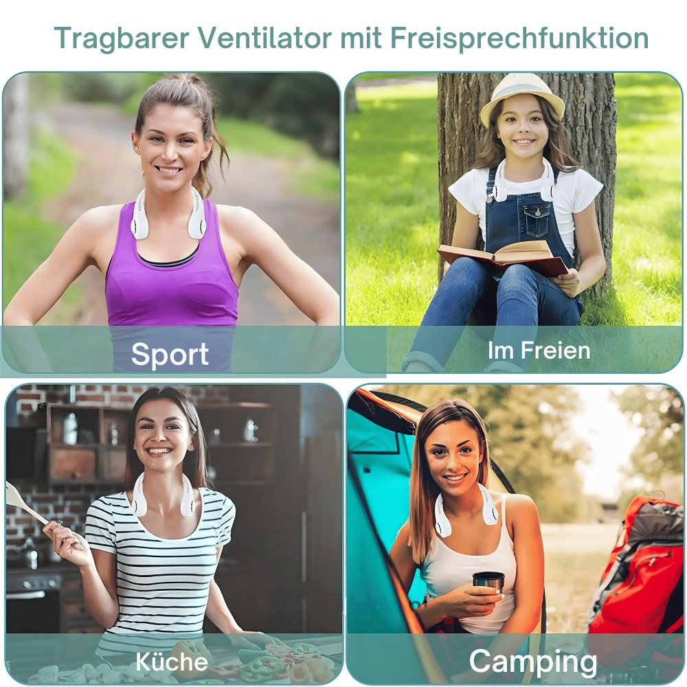 Nackenventilator | Tragbar, Wiederaufladbar, Freihändig