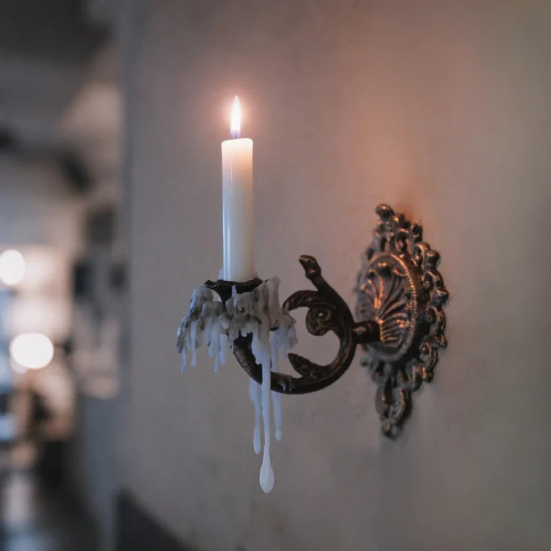 LumoEmber Wandkerzenhalter Antik-Stil Eisen Schwarz für Innenräume