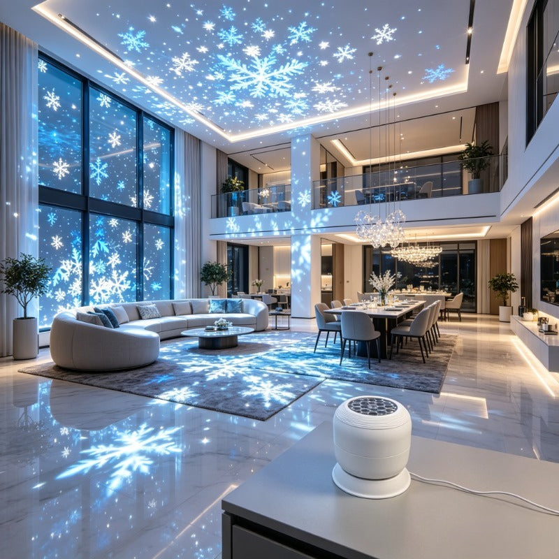 LED-Schneeflocken-Projektor Modern – 360° Drehung, USB, Sanftes Licht