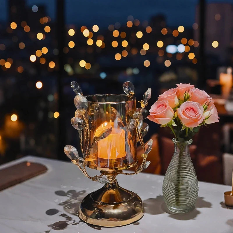 LumoPetal Kerzenhalter Blüten-Design Vintage Gold für Tischdeko