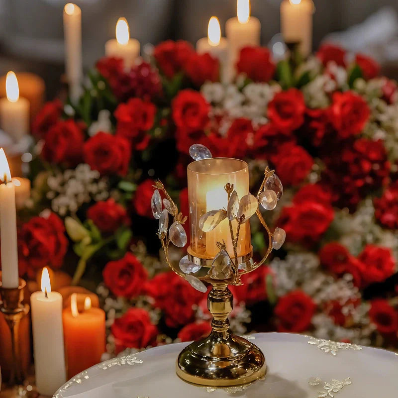 LumoPetal Kerzenhalter Blüten-Design Vintage Gold für Tischdeko