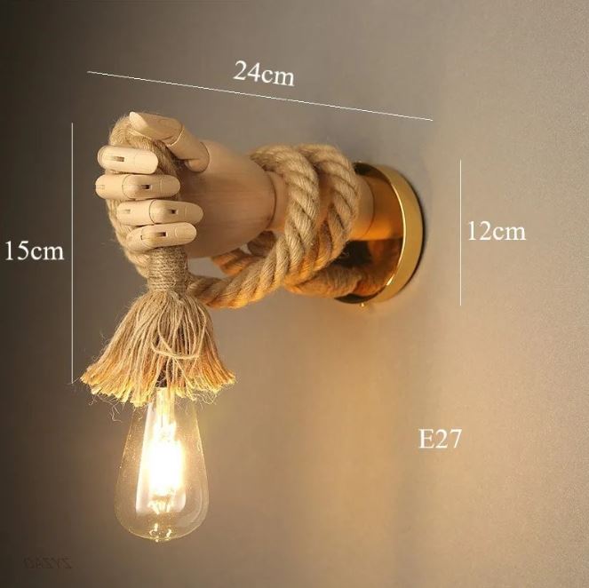 KnotBright - Vintage Handgefertigte Seil-Wandleuchte