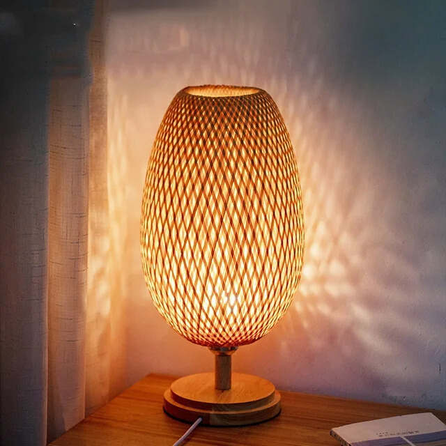 RusticLight Vintage Bamboo Tischlampe für Wohnzimmer