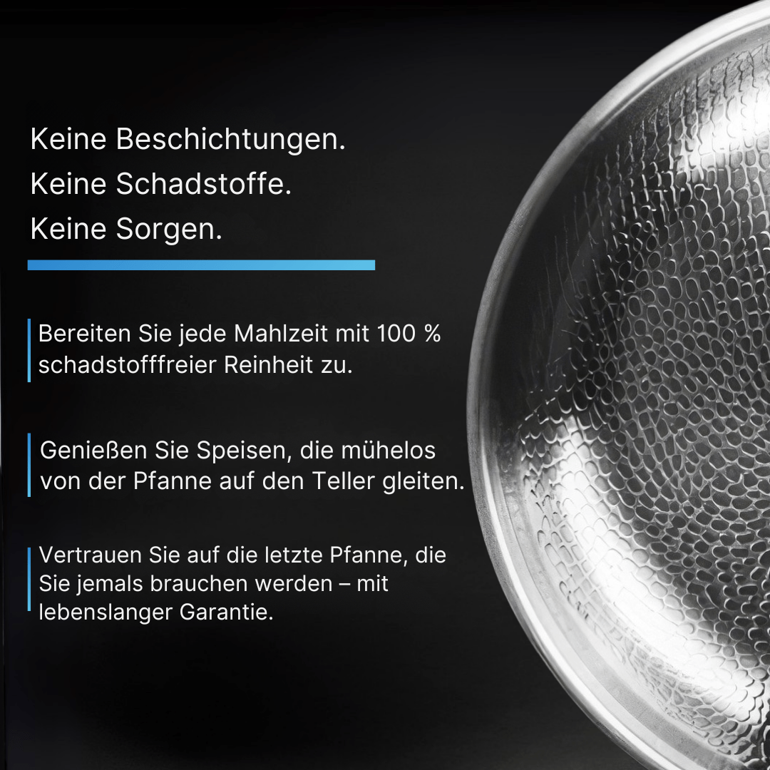Wok-Pfanne aus Titan | Hammerschlag-Design, induktionsgeeignet