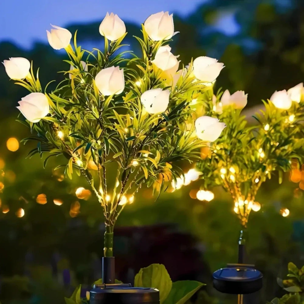LumoBloom Solar Gartenlichter  Blumenoptik bunt für Außenbereich