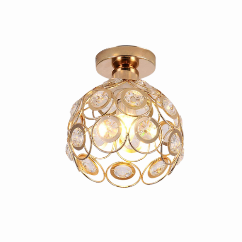 AuroraLuxe - Luxuriöse Kristall-Deckenleuchte mit Gold-Finish für Wohnzimmer oder Flur