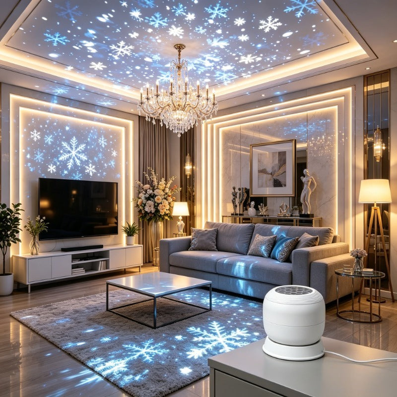 LED-Schneeflocken-Projektor Modern – 360° Drehung, USB, Sanftes Licht