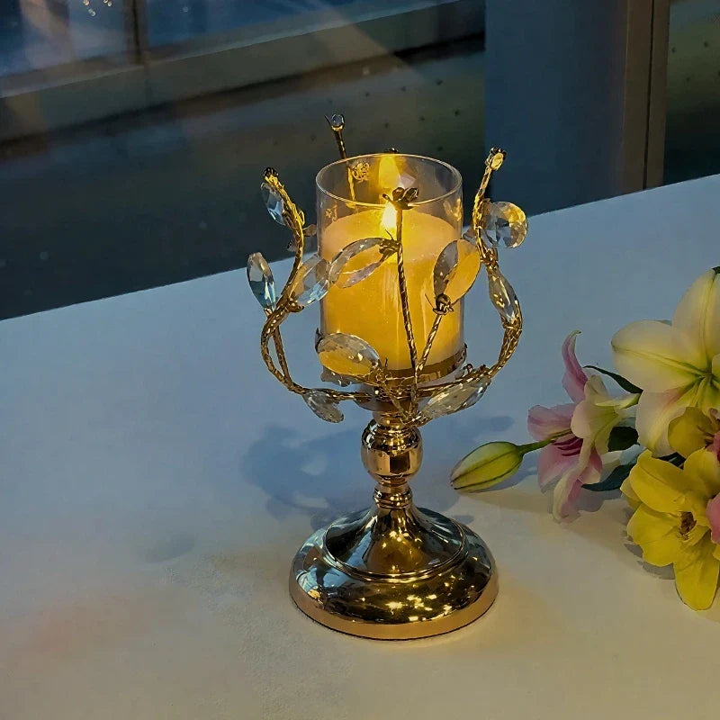 LumoPetal Kerzenhalter Blüten-Design Vintage Gold für Tischdeko