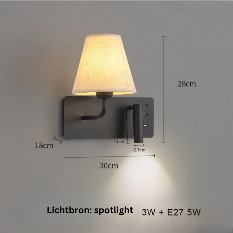 ShineNest - Moderne Wandlampe mit USB-Leselicht