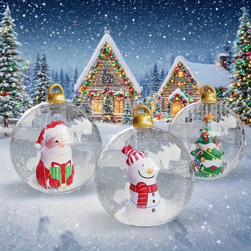 Leuchtende Weihnachtskugel 60 cm mit LED und Fernbedienung, Outdoor Deko mit Schneemann, Weihnachtsmann, Baum oder Rentier