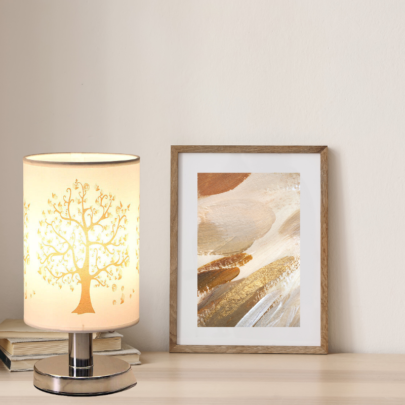 ClearGlow - Moderne weiße Lampe mit Holzsockel