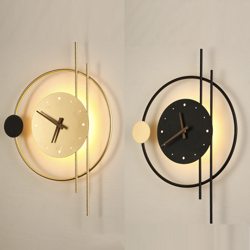 LumiHora – Stilvolle schwarze LED-Wandleuchte mit Uhr