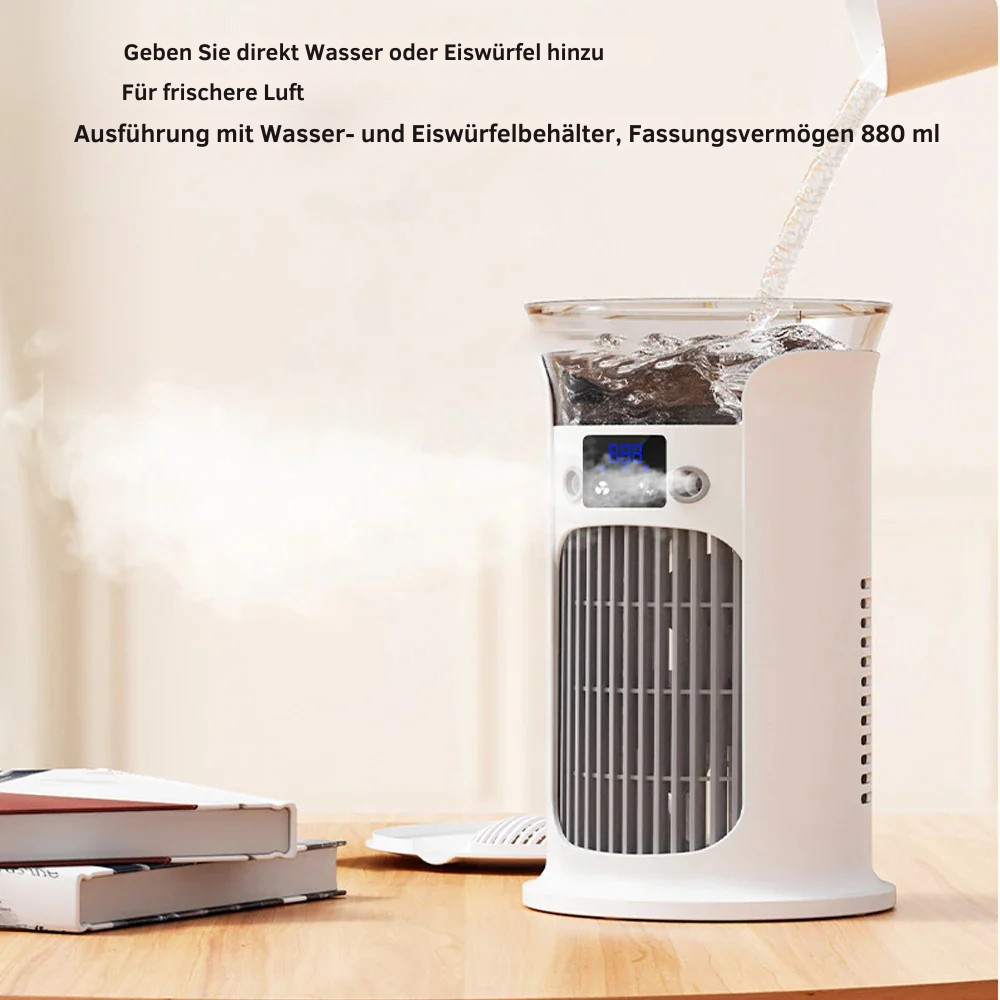 Mini Ventilator | Integrierter Luftbefeuchter, LED-Beleuchtung