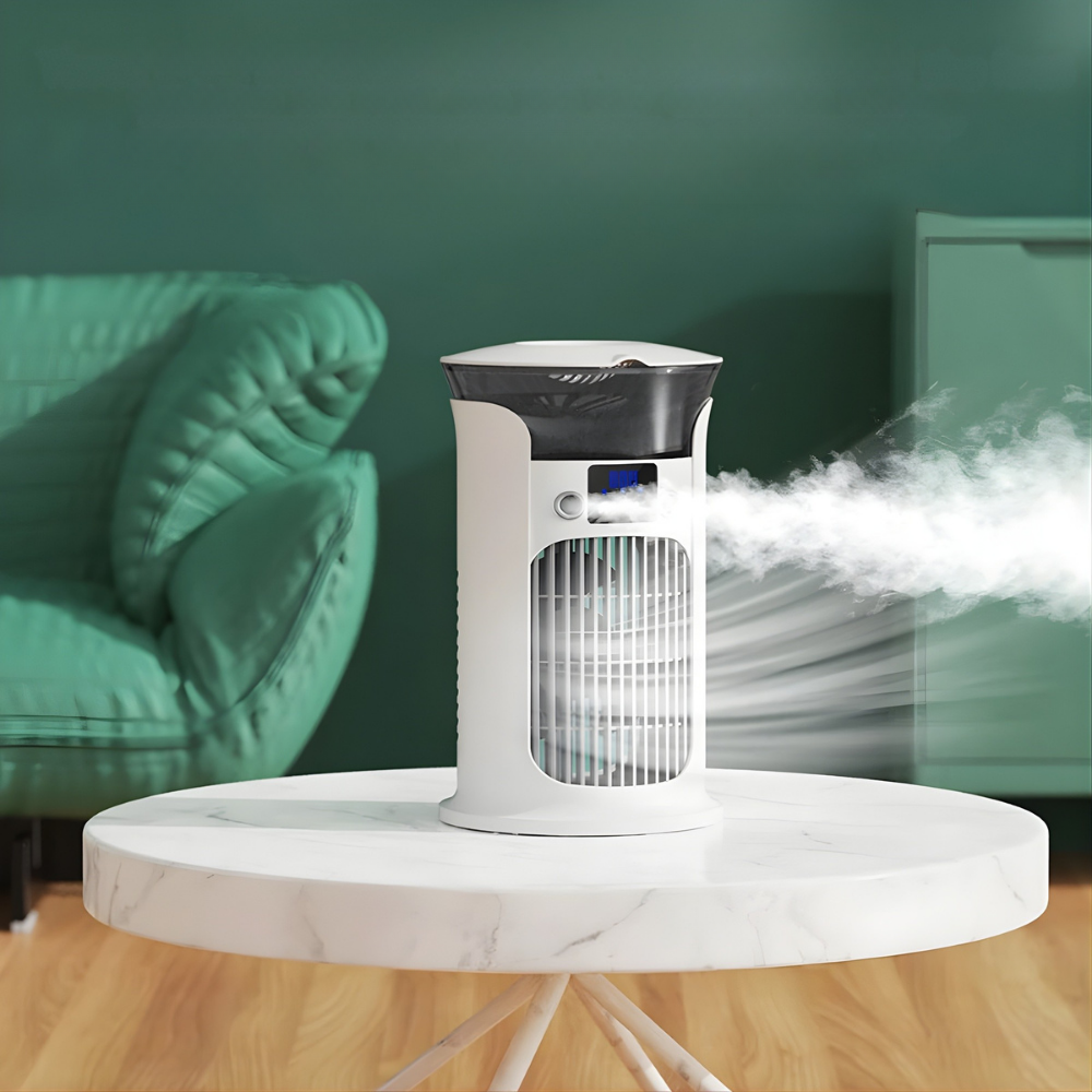Mini Ventilator | Integrierter Luftbefeuchter, LED-Beleuchtung