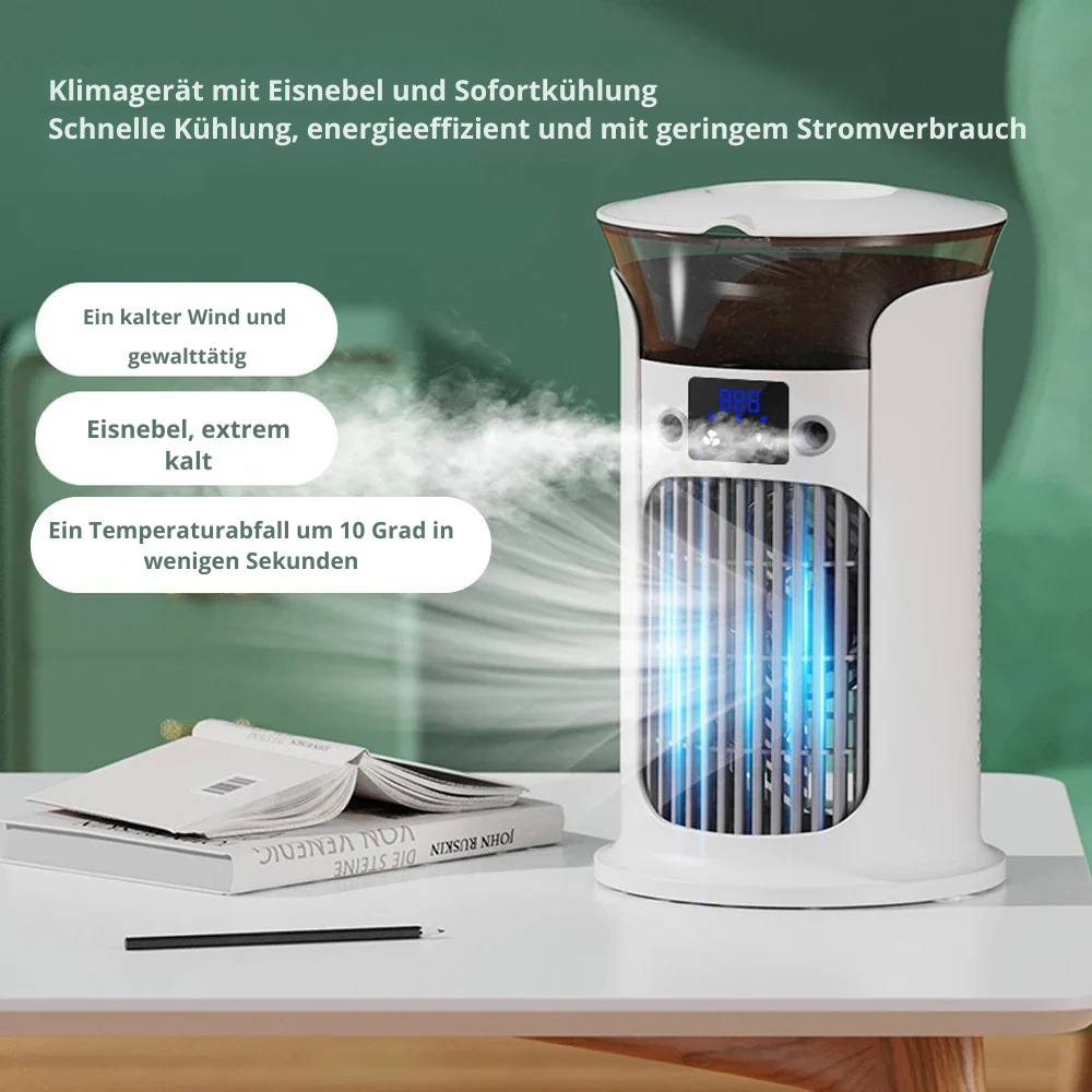 Mini Ventilator | Integrierter Luftbefeuchter, LED-Beleuchtung