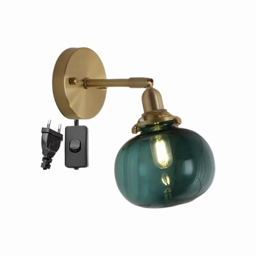 LichtZen - Nordisch moderne Wandleuchte mit Zugschalter - Glas und Eisen für Schlafzimmer oder Bad