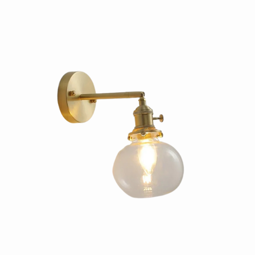 LichtZen - Nordisch moderne Wandleuchte mit Zugschalter - Glas und Eisen für Schlafzimmer oder Bad