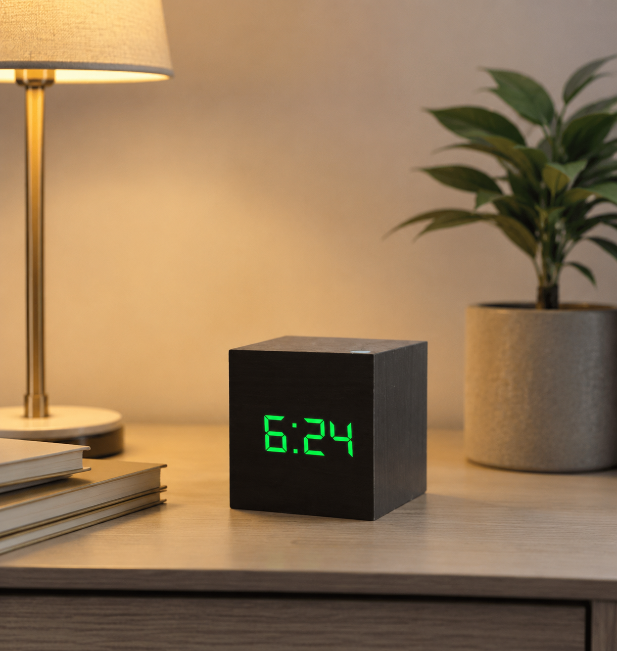 Digitale LED-Würfeluhr | Quadratische Weckuhr mit Datums- & Temperaturanzeige