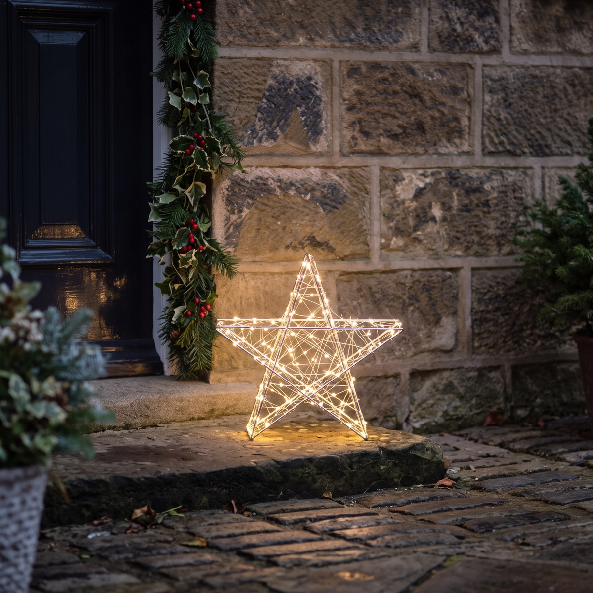 3D LED Stern 35 cm mit 200 Micro LEDs, Weihnachtsdeko innen und außen mit Timer