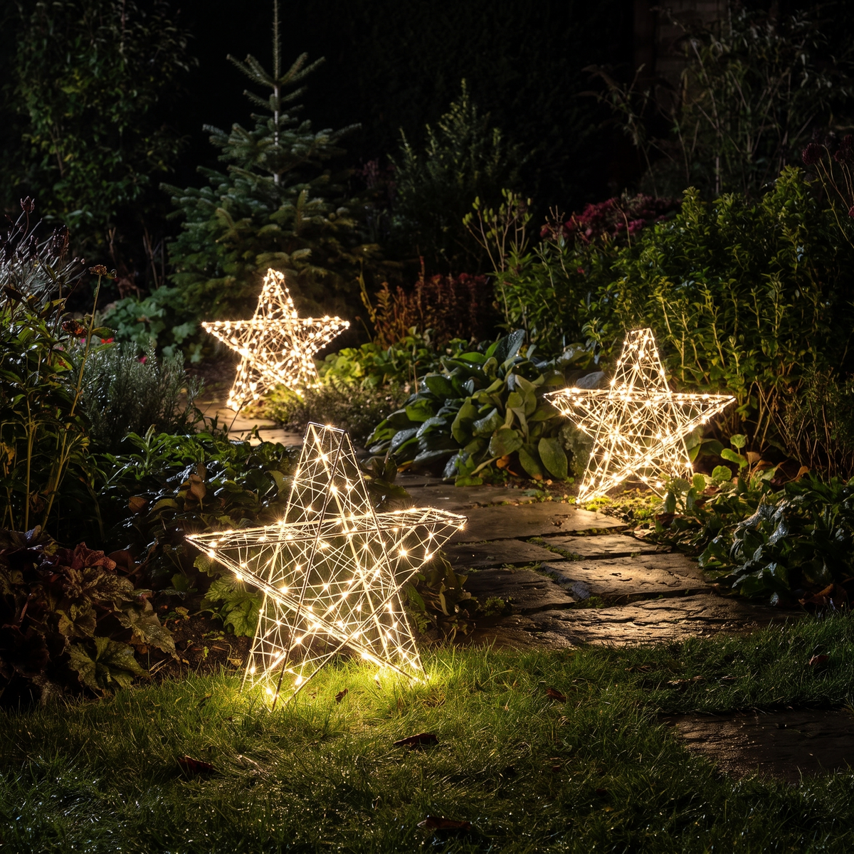 3D LED Stern 35 cm mit 200 Micro LEDs, Weihnachtsdeko innen und außen mit Timer