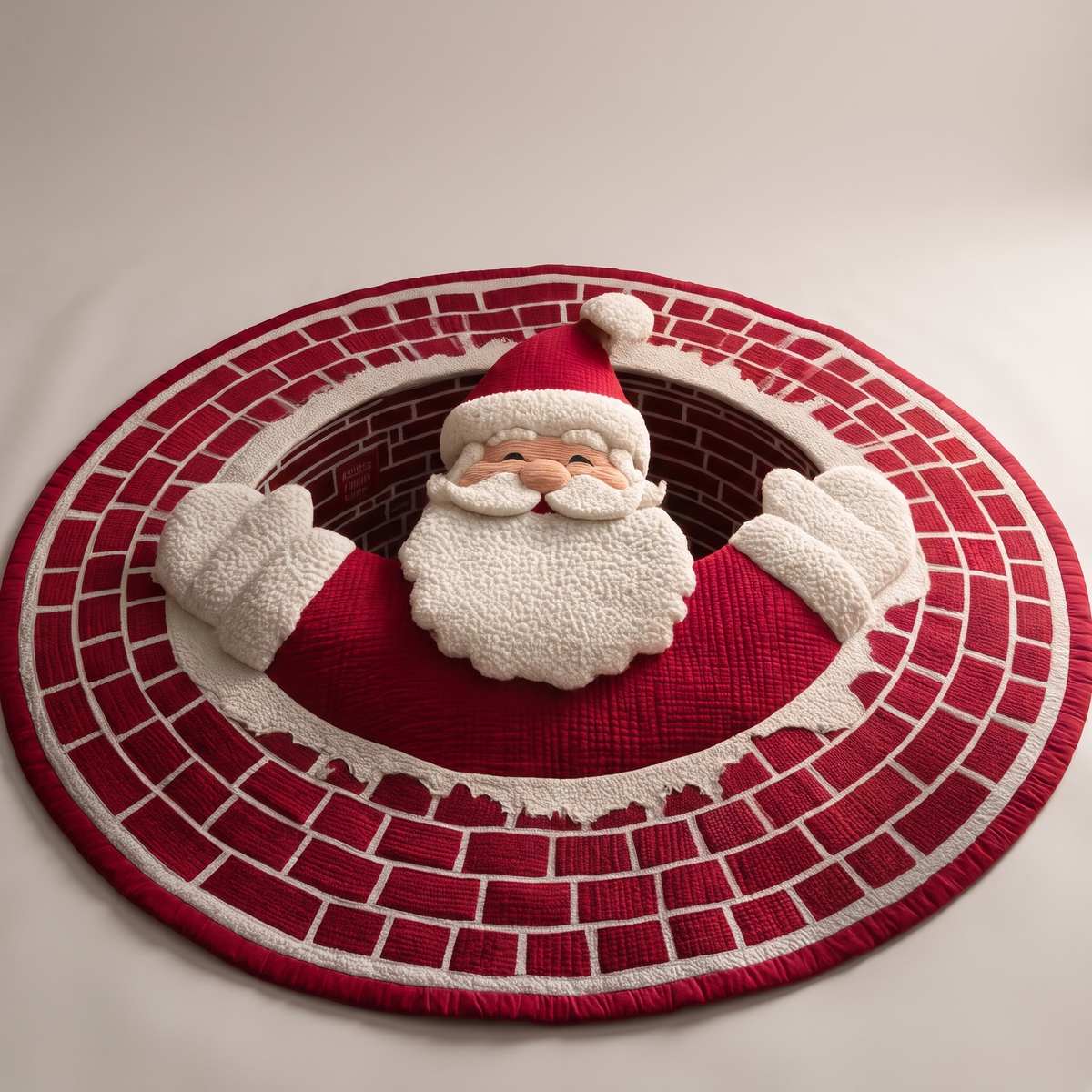3D Weihnachtsteppich rund, Illusion Teppich mit Weihnachtsmann oder Wichtel rutschfest