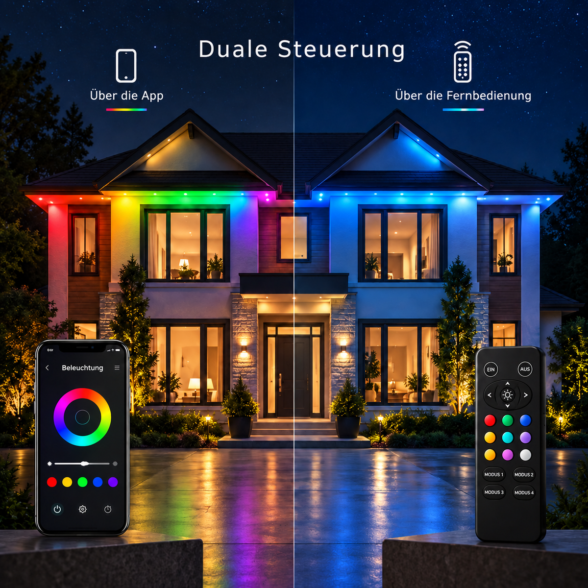 Intelligente, permanente, mehrfarbige LED-Außenbeleuchtung
